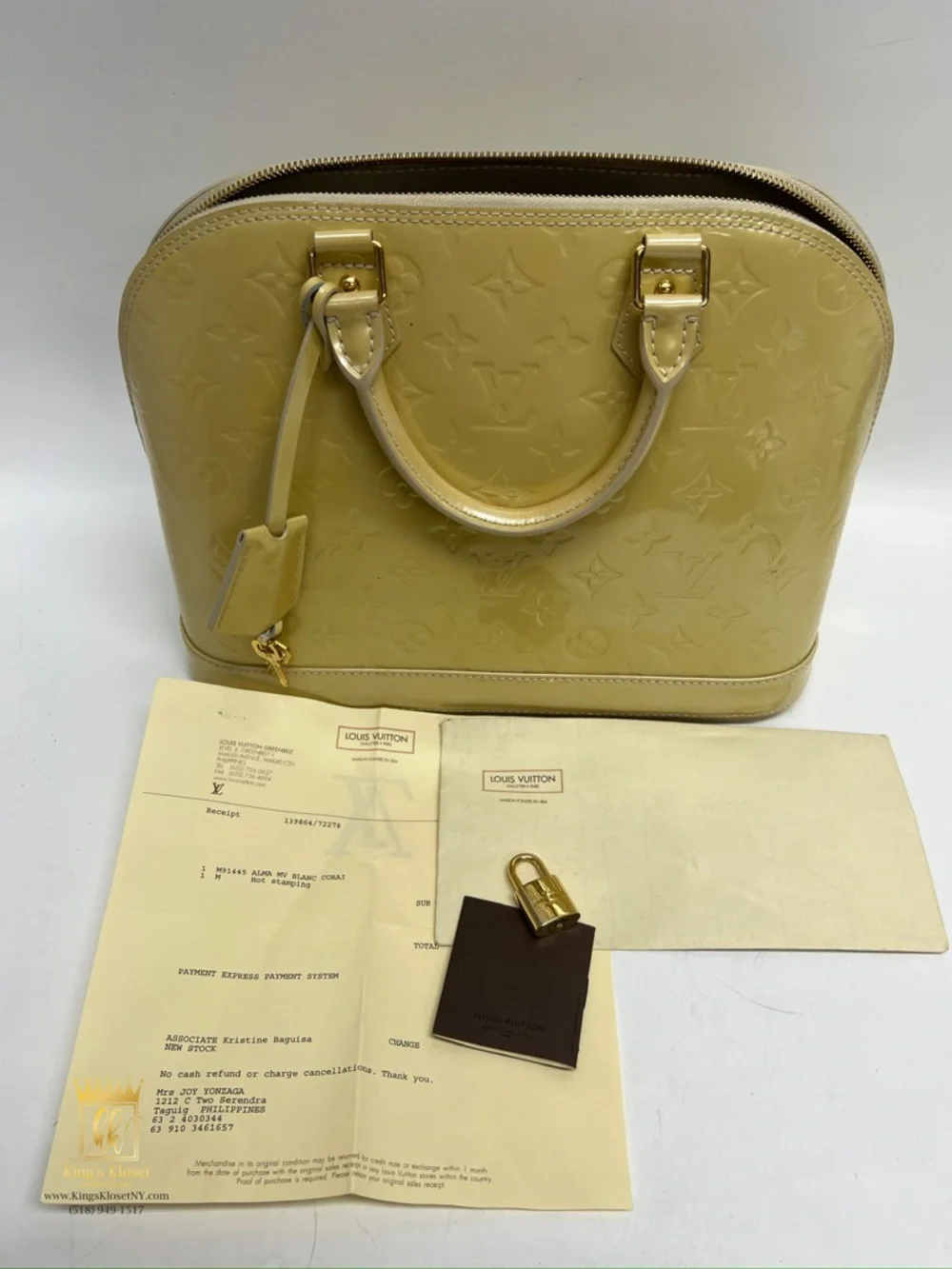 Louis Vuitton Olive Patent Vernis Alma Satchel - Picture 13 of 14